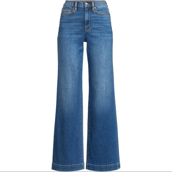 Lands' End Women's Recover High Rise Wide Leg Blue Jeans 10 - Indigo Tide Blue - Picture 3 of 16